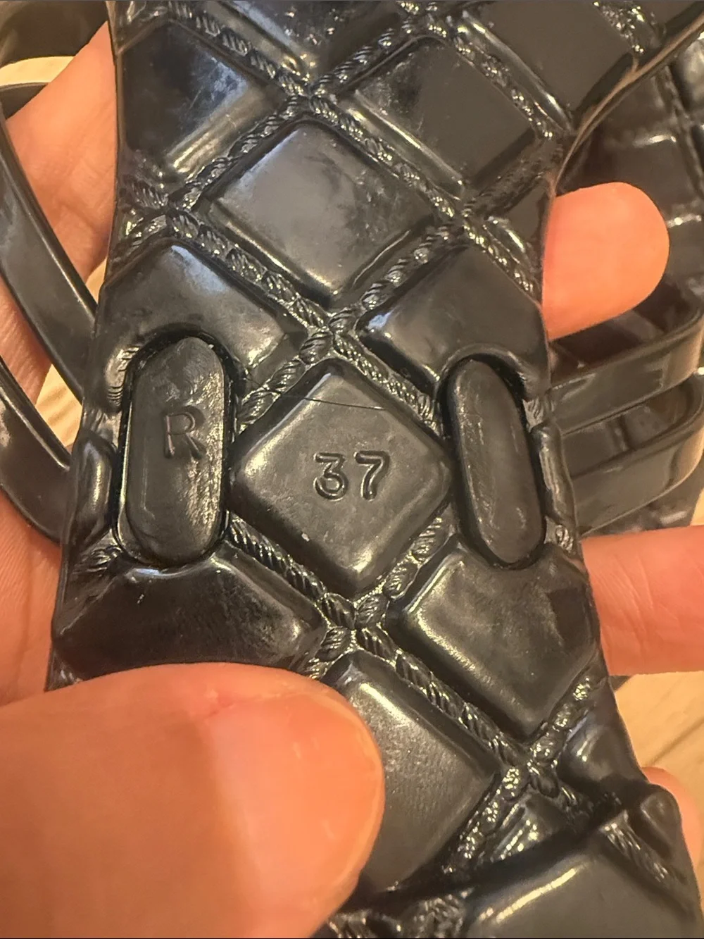 CHANEL Black Camellia Jelly Thong Sandals